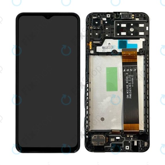 Schermo per Samsung A13 A135F, Black, Vetro touch con cornice, GH82-28508A, GH82-28653A, Genuine Service Pack