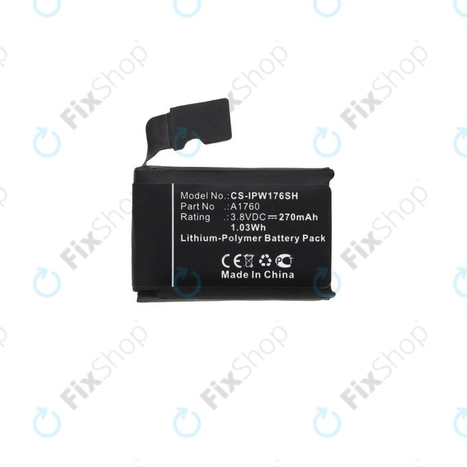Batteria per Apple Watch 2 38 mm, 270mAh, Li-Pol, 3.8 V, A1760, HQ
