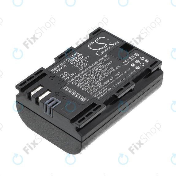 Batteria per Canon EOS 60D, 5D Mk II, 7D, LP-E6, Li-Ion, 1800mAh, 7.4V, HQ
