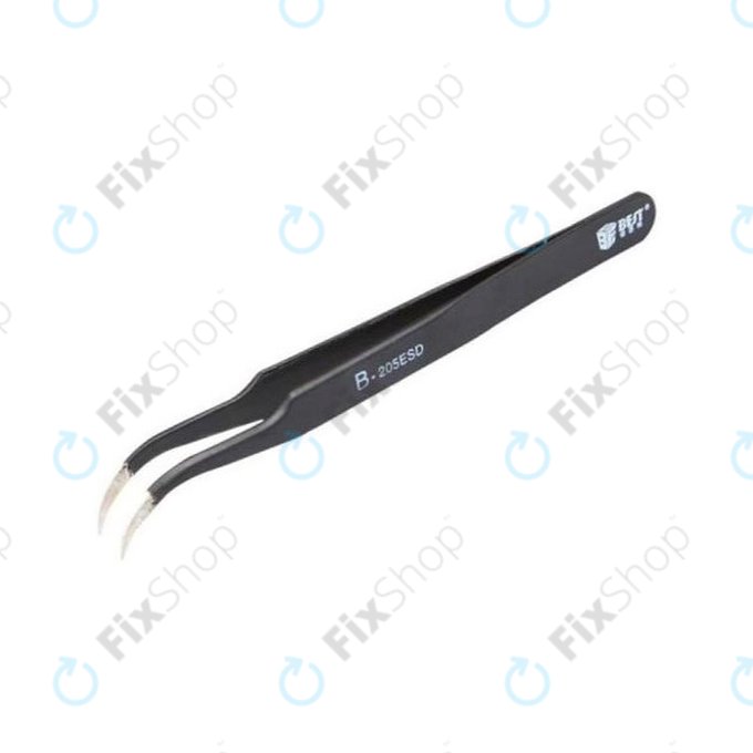 Pinzetta metallica ESD con punta curva 117 mm, Best B-205ESD