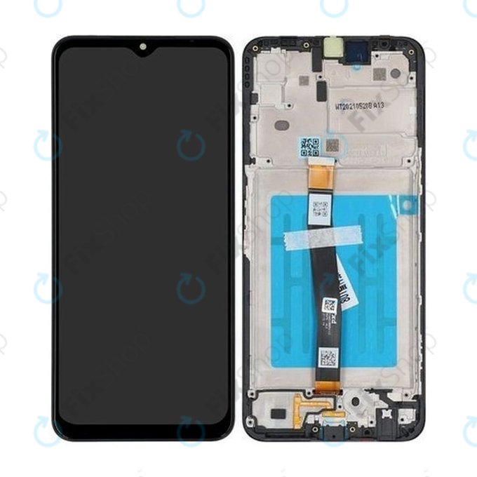 Schermo per Samsung A22 5G A226B, Black, Vetro touch con cornice, GH81-20694A, Genuine Service Pack