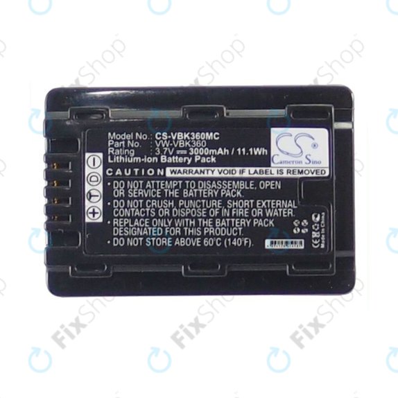 Batteria per Panasonic HC, HDC, SDR, VW-VBK360, Li-Ion, 3000mAh, 3.7V, HQ
