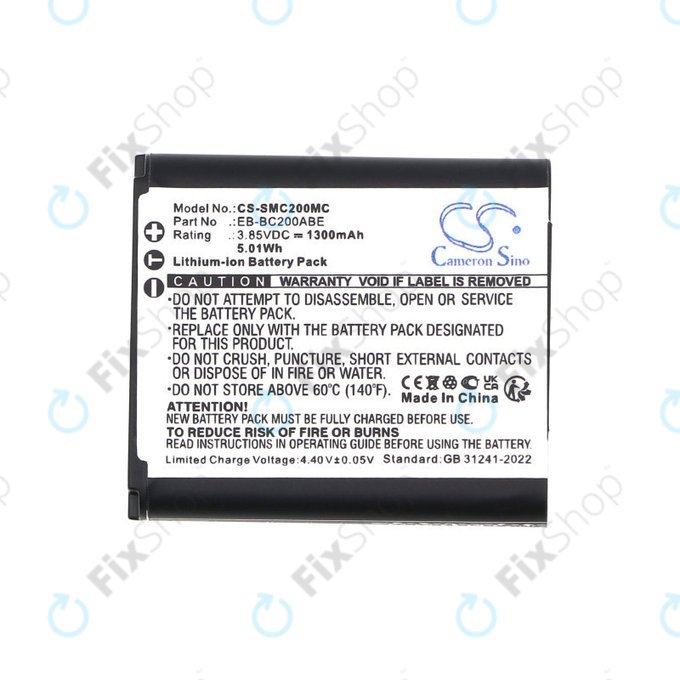 Batteria per Samsung Gear 360, EB-BC200ABE, Li-Ion, 1300mAh, 3.85V, HQ