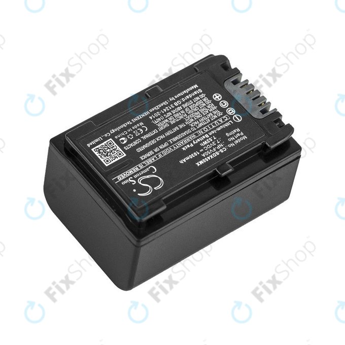 Batteria per Sony FDR-AX33, 40, 45, 53, 60, 700, P33, HDR-CX450, 625, NP-FV50A, Li-Ion, 1030mAh, 7.3V, HQ