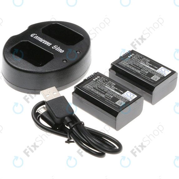Batteria per Sony NEX-5, Alpha 7, NEX-7, 1030mAh, Li-Ion, 7.4V, NP-FW50, 2pz con caricabatterie, HQ