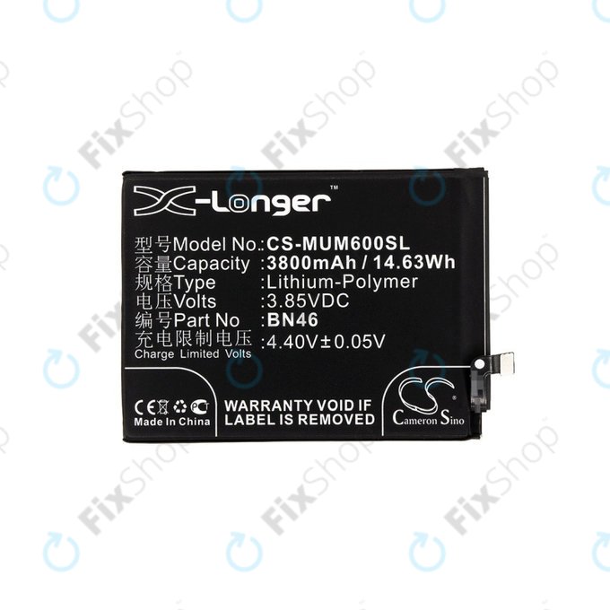 Batteria per Xiaomi Redmi Note 8T, 3800mAh, Li-Pol, 3.85 V, BN46, HQ