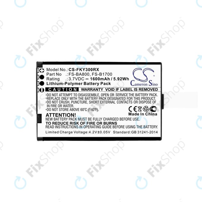 Batteria per Flysky FA605, FS-GT2B, FS-I10, FS-BA800, Li-Pol, 1600mAh, 3.7V, HQ