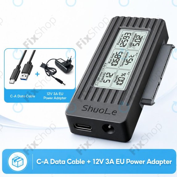 Adattatore USB-C / USB 3.0 a SATA per HDD/SSD con display, 12V/3A EU