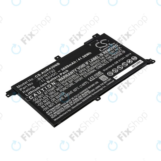 Batteria per Asus VivoBook S14, S430FA, B31N1732, Li-Ion, 3600mAh, 11.55V, HQ