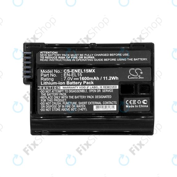 Batteria per Nikon Coolpix D7000, EN-EL15, Li-Ion, 1600mAh, 7V, HQ