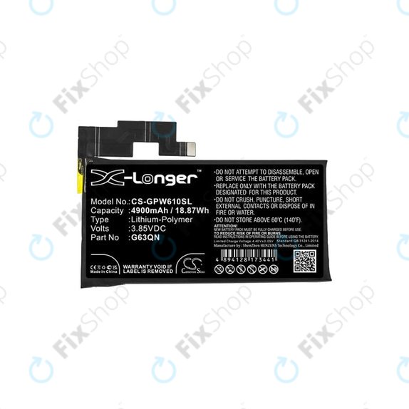 Batteria per Google Pixel 6 Pro, G63QN, 4900mAh, HQ