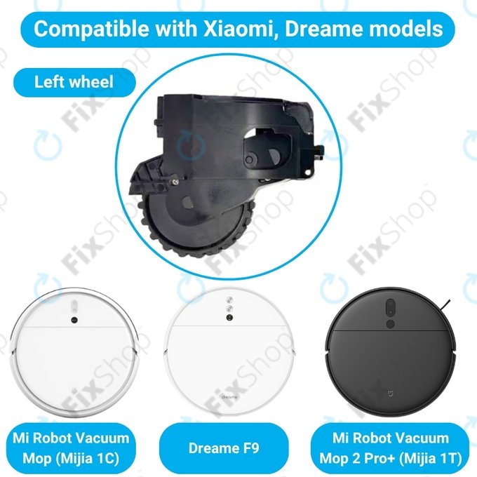 Ruota con motore (sinistra) per Xiaomi Dreame F9, Mi Robot Vacuum Mop (Mijia 1C), 2 Pro+ (Mijia 1T), Black