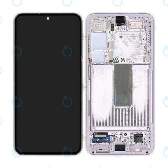 Schermo per Samsung S23 S911B, Lavender, Vetro touch con cornice, GH82-30481D, GH82-30480D, Genuine Service Pack