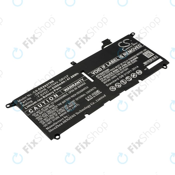 Batteria per Dell XPS 13 9370, DXGH8, Li-Ion, 6300mAh, 7.6V, HQ