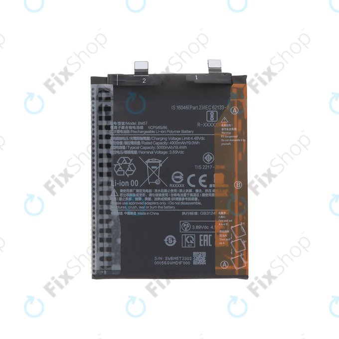 Batteria per Xiaomi 13T 2306EPN60G, Redmi Note 13 Pro 4G 23117RA68G 2312FPCA6G, 5000mAh, BM5T, Genuine Service Pack