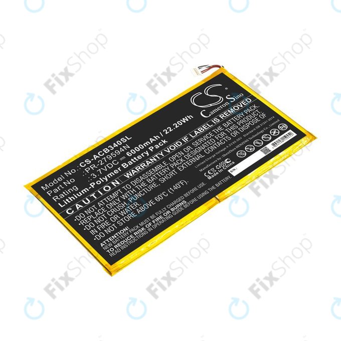 Batteria per Acer Iconia One 10 B3-A40, PR-279594N, Li-Pol, 3.7V, 6000mAh, HQ