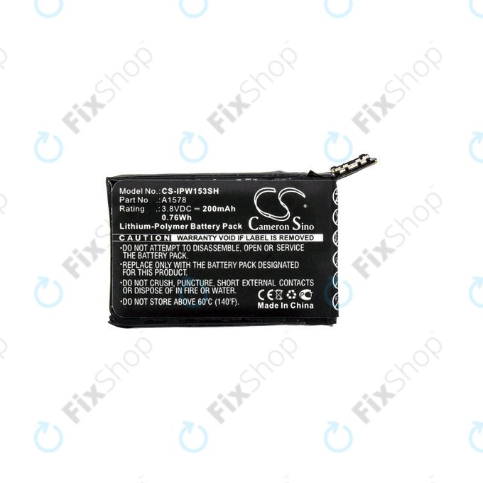 Batteria per Apple Watch 1 38 mm, 200mAh, Li-Pol, 3.8 V, A1578, HQ