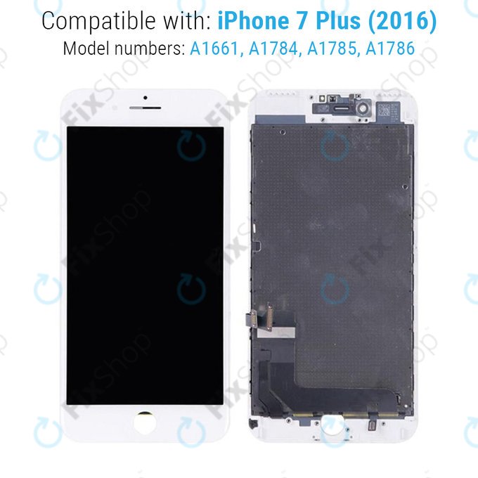 Schermo per iPhone 7 Plus, White, Vetro touch con cornice, Refurbished