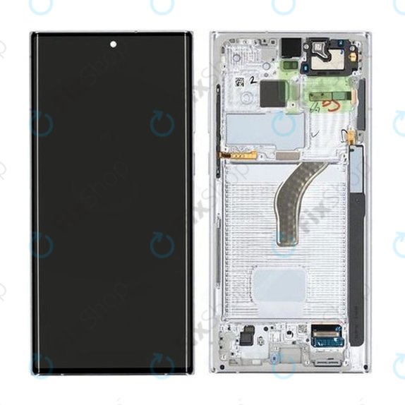Schermo per Samsung S22 Ultra S908B, Phantom White, Vetro touch con cornice, GH82-27488C, GH82-27489C, Genuine Service Pack