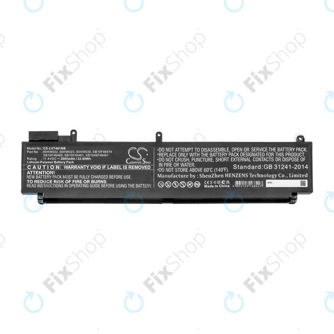 Batteria per Lenovo ThinkPad T460s, T470s, 00HW022, Li-Pol, 2000mAh, 11.4V, HQ