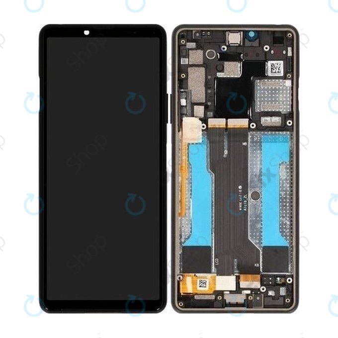 Schermo per Sony Xperia 10 III, Black, Vetro touch con cornice, A5034092A, Genuine Service Pack
