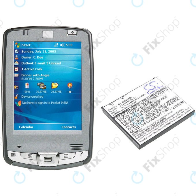Batteria per HP Compaq iPAQ rx3000, rx3115, rx3700, hx2110, hx2790, HSTNH-M03B-SS, Li-Ion, 1400mAh, 3.7V, HQ