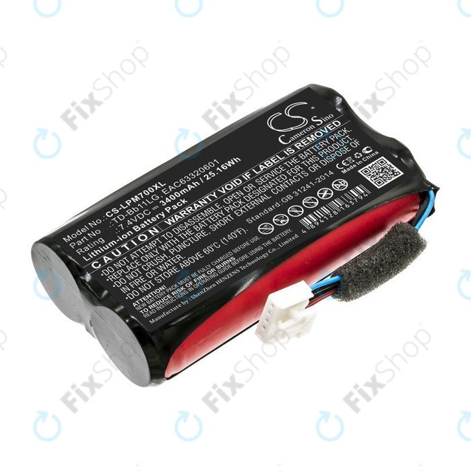 Batteria per LG Music Flow P7, Xboom Go PK7, TD-Bb11LG, Li-Ion, 3400mAh, 7.4V, HQ