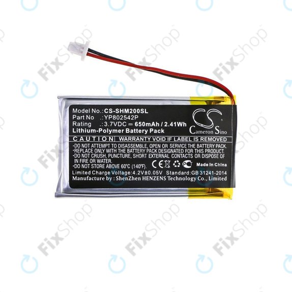 Batteria per Sena SMH-10s, SMH-20s, YP802542P, Li-Pol, 3.7V, 650mAh, HQ