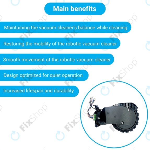 Ruota con motore (sinistra) per Xiaomi Robot Vacuum X20, S10, Dreame X30, X20, X10 Pro, Black
