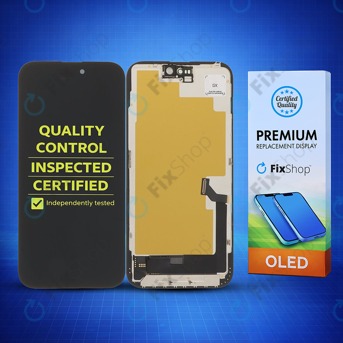 Schermo Hard OLED per iPhone 15 Plus, Vetro touch con cornice, FixPremium