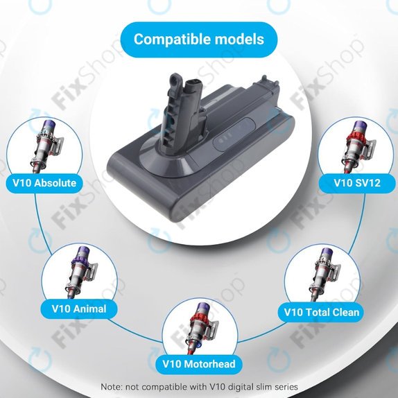 Batteria per Dyson V10, 969352-02, SV12, 206340, Li-Ion, 3000mAh, 25.2V, HQ