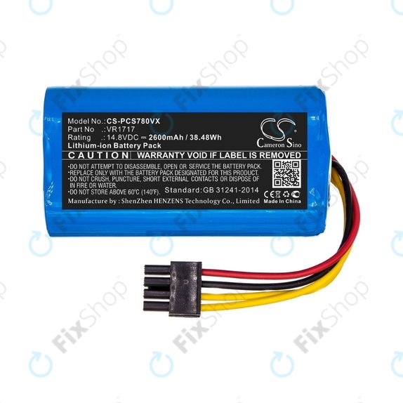 Batteria per Proscenic Cocoa Smart 780T, 790T, Summer P1s, P2s, VR1717, Li-Ion, 2600mAh, 14.8V, HQ
