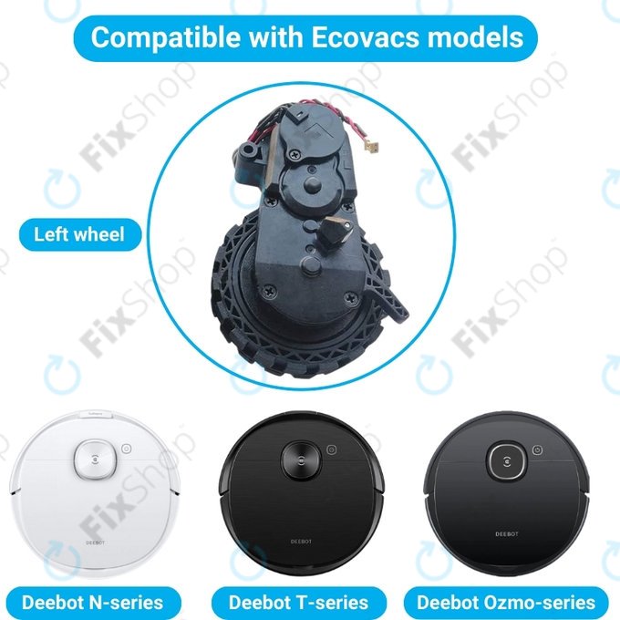 Ruota con motore (sinistra) per Ecovacs Deebot serie N, serie T, serie Ozmo