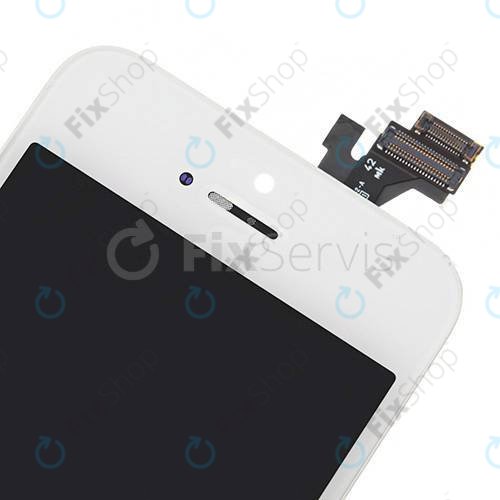 Schermo per iPhone 5, White, Vetro touch con cornice