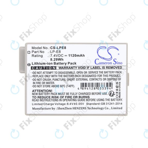 Batteria per Canon EOS 550D, 600D, LP-E8, Li-ion, 1120mAh, 7.4V, HQ