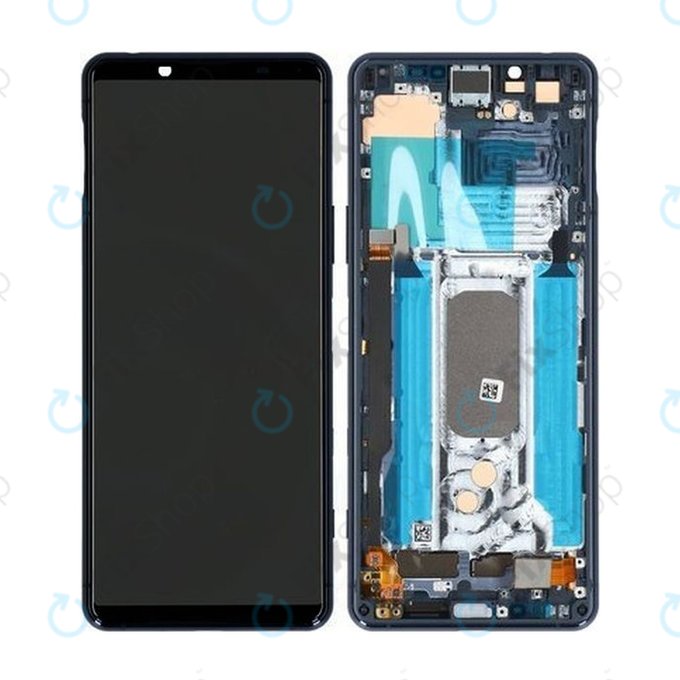 Schermo per Sony Xperia 5 II, Blue, Vetro touch con cornice, A5024934A, Genuine Service Pack