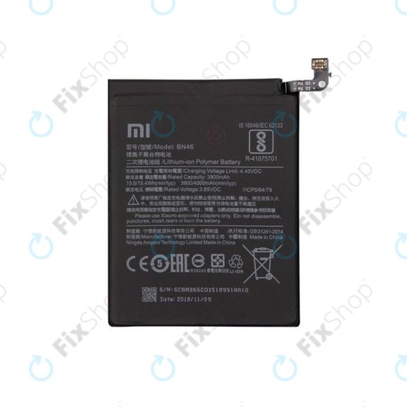 Batteria per Xiaomi Redmi Note 8T, Redmi Note 6 Pro, Redmi 7, Redmi 8A, BN46, 46BN46A090H8, 4000mAh, Genuine Service Pack