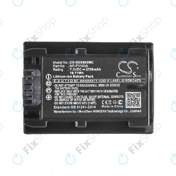 Batteria per Sony FDR-AX, HDR-CX, HDR-CX HDR-PJ, NEX-VG30, NP-FV100A, Li-Ion, 2700mAh, 7.3V, HQ