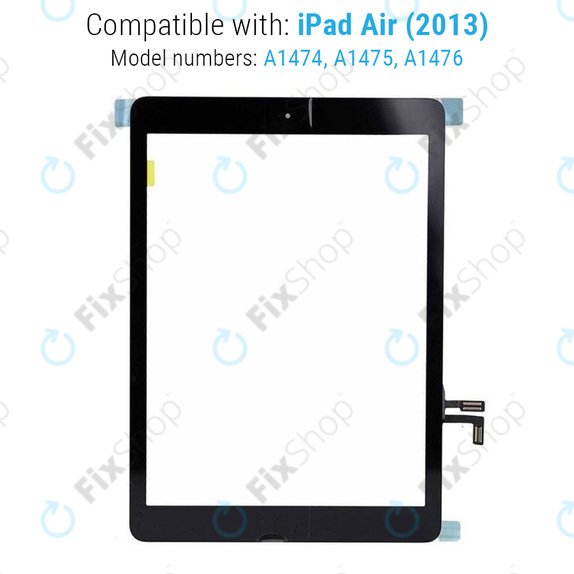 Vetro touch con pulsante Home per iPad Air, Black
