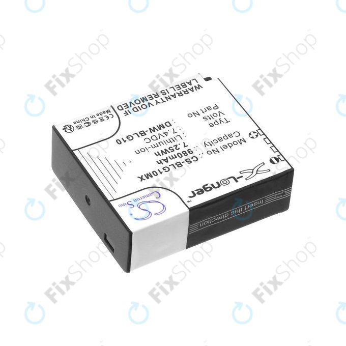 Batteria per Leica D-Lux Type 109, Panasonic Lumix DMC-GF3, GX7, LX100, DMW-BLG10, Li-Ion, 980mAh, 7.4V, HQ