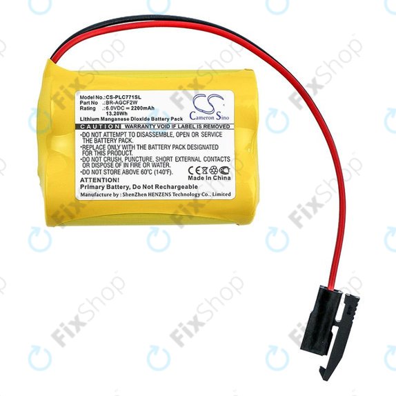 Batteria per GE A06b-6093-K001, Li-MnO2, BR-AGCF2W, 2200mAh, 6V, HQ