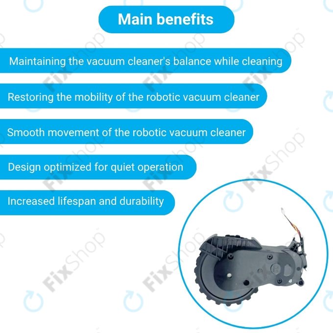 Ruota con motore (destra) per Xiaomi Mijia E10, E12, Mi Robot Vacuum Mop 2 Lite, 2 Pro, Black
