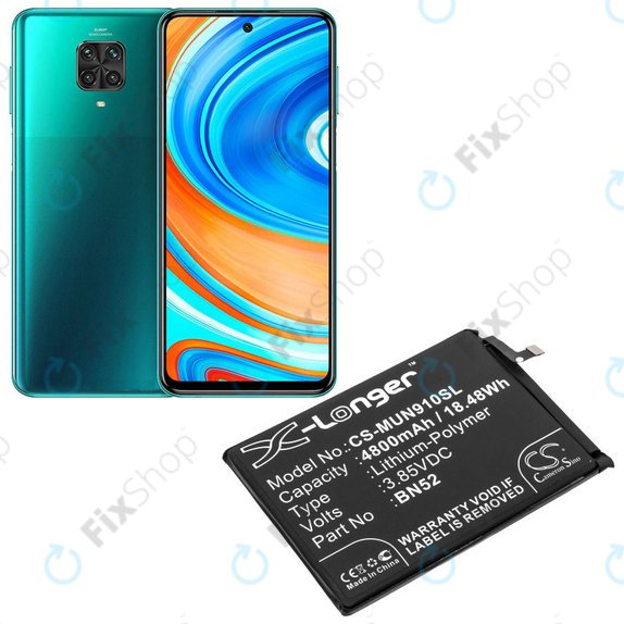 Batteria per Xiaomi Redmi Note 9 Pro, 4800mAh, Li-Pol, 3.85 V, BN52, HQ