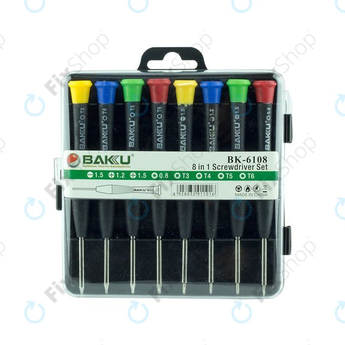 Set cacciaviti per telefoni, tablet e notebook 8 pz, Baku BK-6108