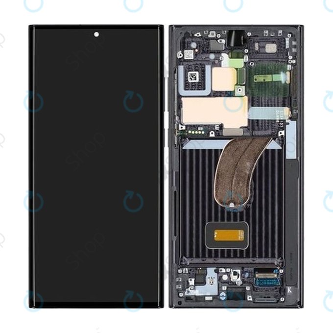 Schermo per Samsung S23 Ultra S918B, Phantom Black, Vetro touch con cornice, GH82-30466A, GH82-30465A, Genuine Service Pack