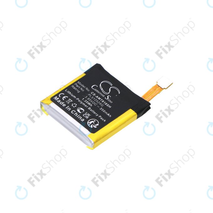 Batteria per Amazfit A1801, A1808 A1918 T-Rex Verge Lite PL512524G, Li-Pol, 350mAh, 3.85V, HQ