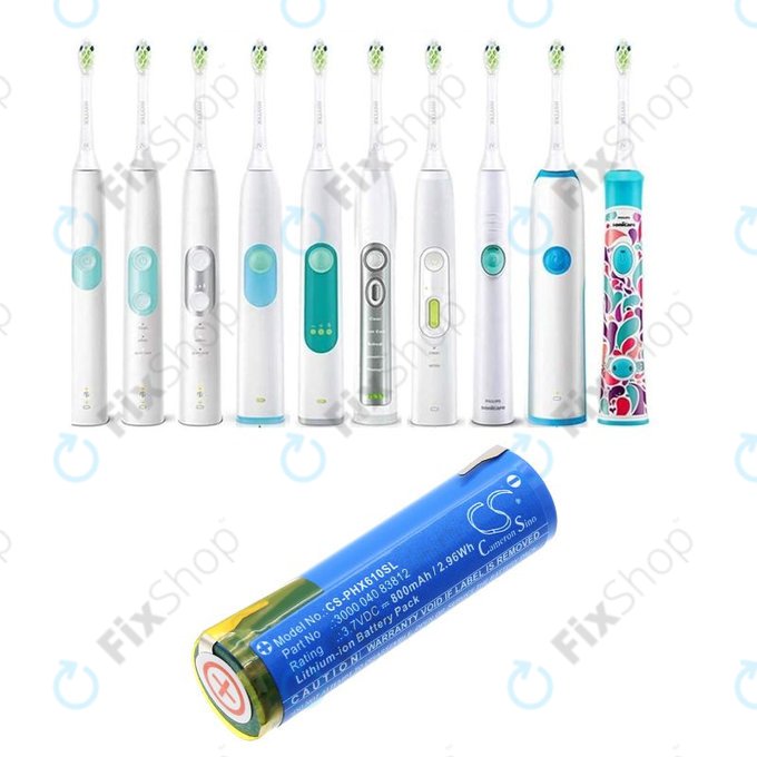 Batteria per Oral-B Genius X, Philips HX6100 Series, 3000 040 83812, Li-Ion, 800mAh, 3.7V, HQ