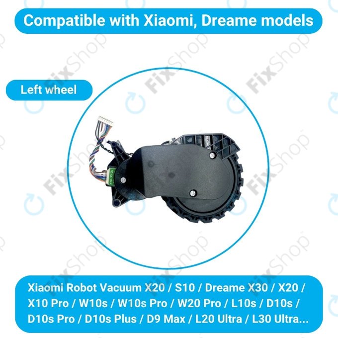 Ruota con motore (sinistra) per Xiaomi Robot Vacuum X20, S10, Dreame X30, X20, X10 Pro, Black