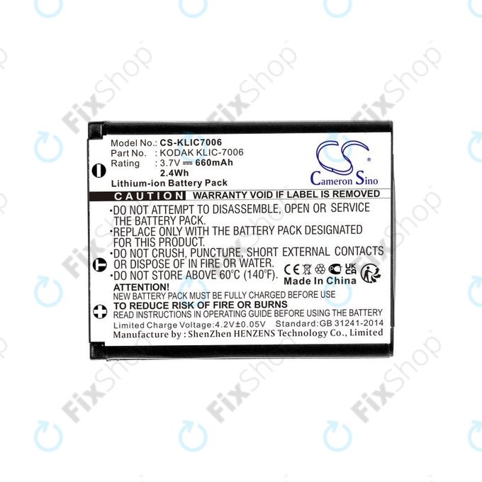 Batteria per Kodak EasyShare, LB-012, KLIC-7006, Li-Ion, 660mAh, 3.7V, HQ
