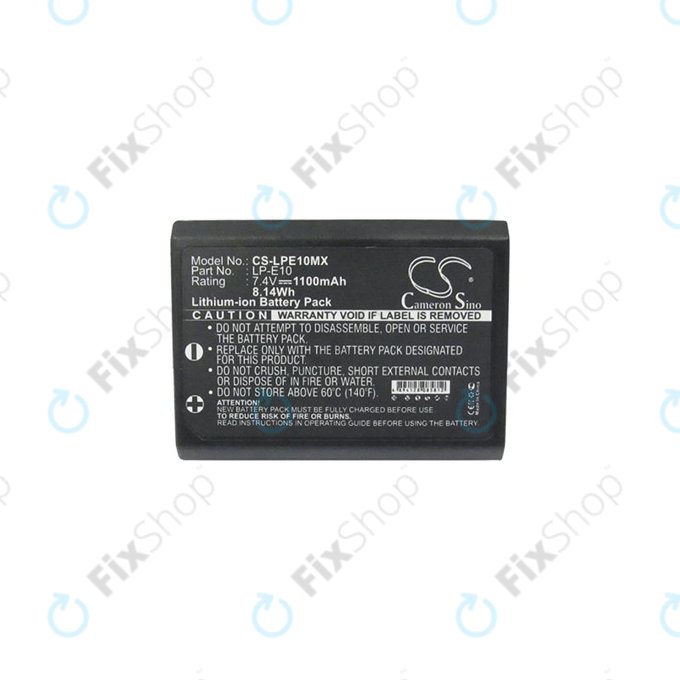 Batteria per Canon EOS 1100D, 1200D, Kiss X50, Rebel T3, T5, LP-E10, Li-Ion, 1100mAh, HQ